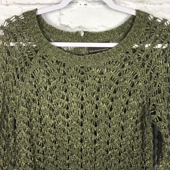 Fenn Wright Manson Green Open Knit ScoopNeck Top M - Picture 2 of 6